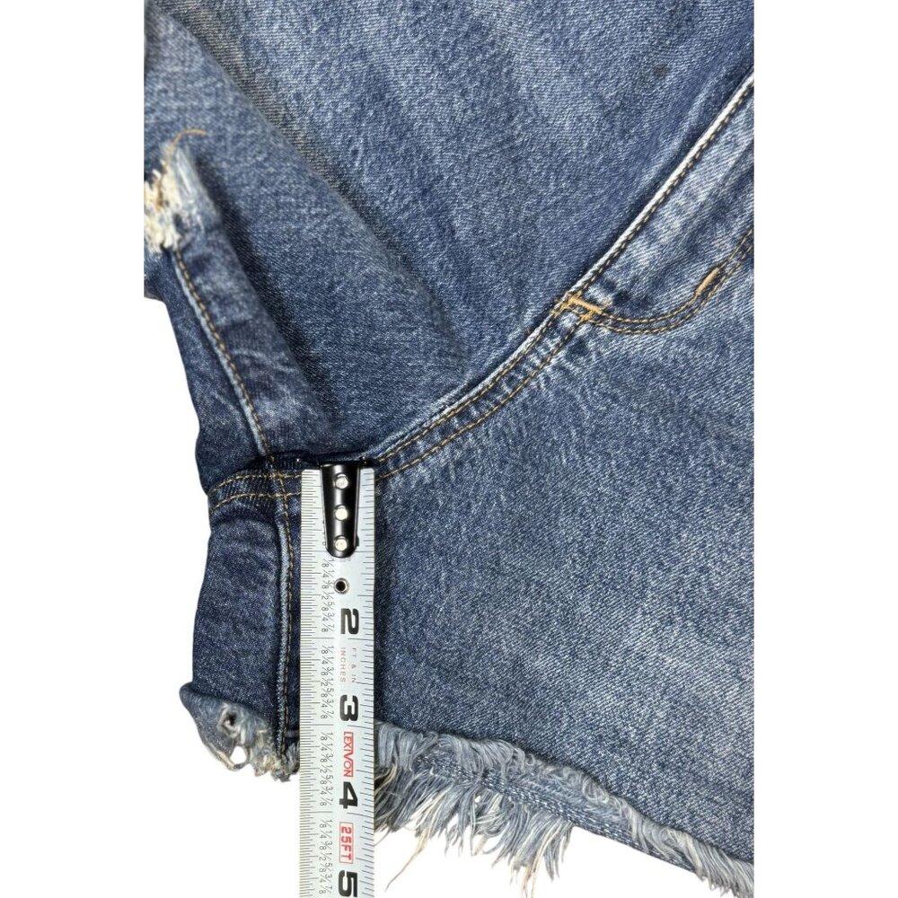 Universal Thread High Rise Shortie Women's 16/33 R Blue Denim Frayed Hem - Picture 7 of 8